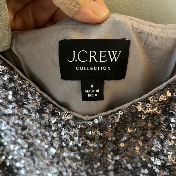 NWT J Crew Collection Silver Sequin Slip Dress - Picture 5 of 8